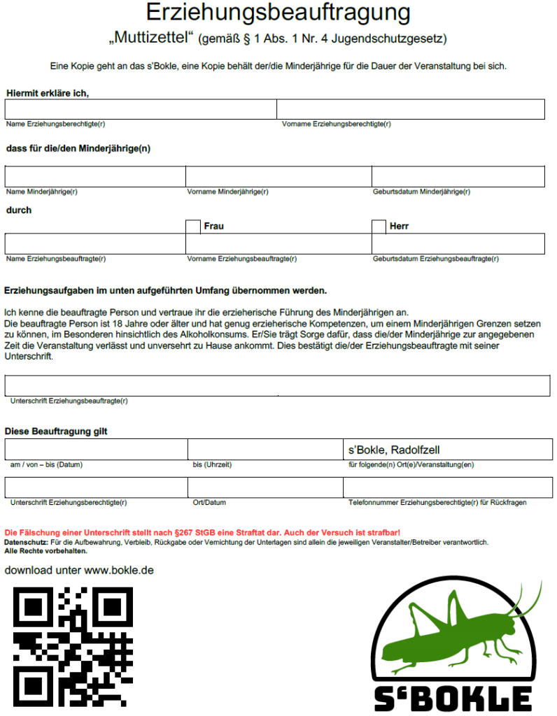 Muttizettel - s'bokle