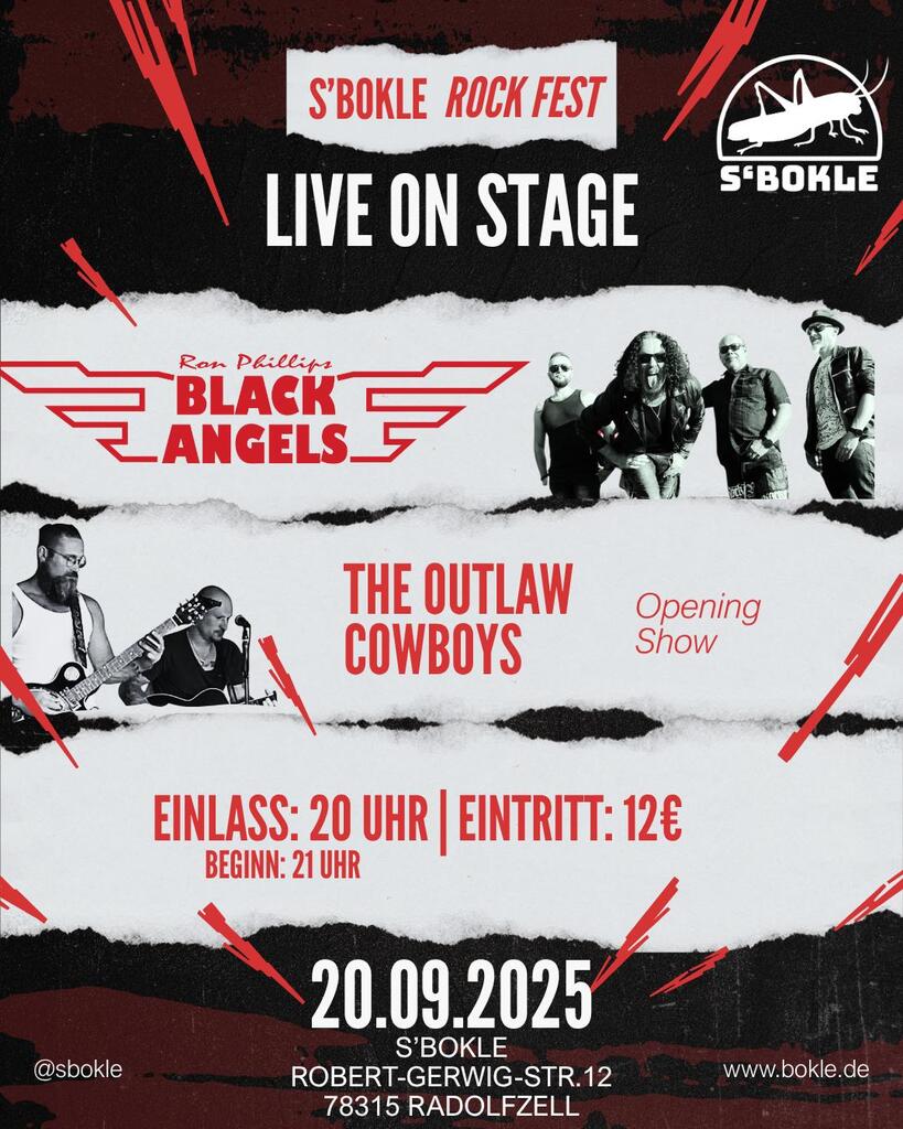 Flyer Black Angels und The Outlaw Cowboys