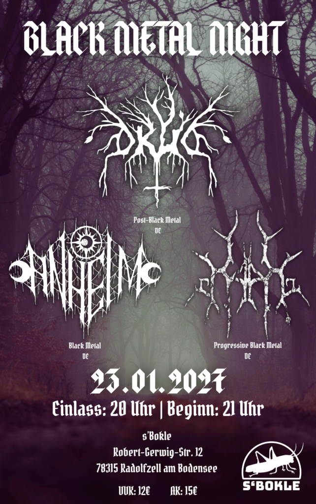 Black Metal Night mit DRUD, KARG, ANHEIM